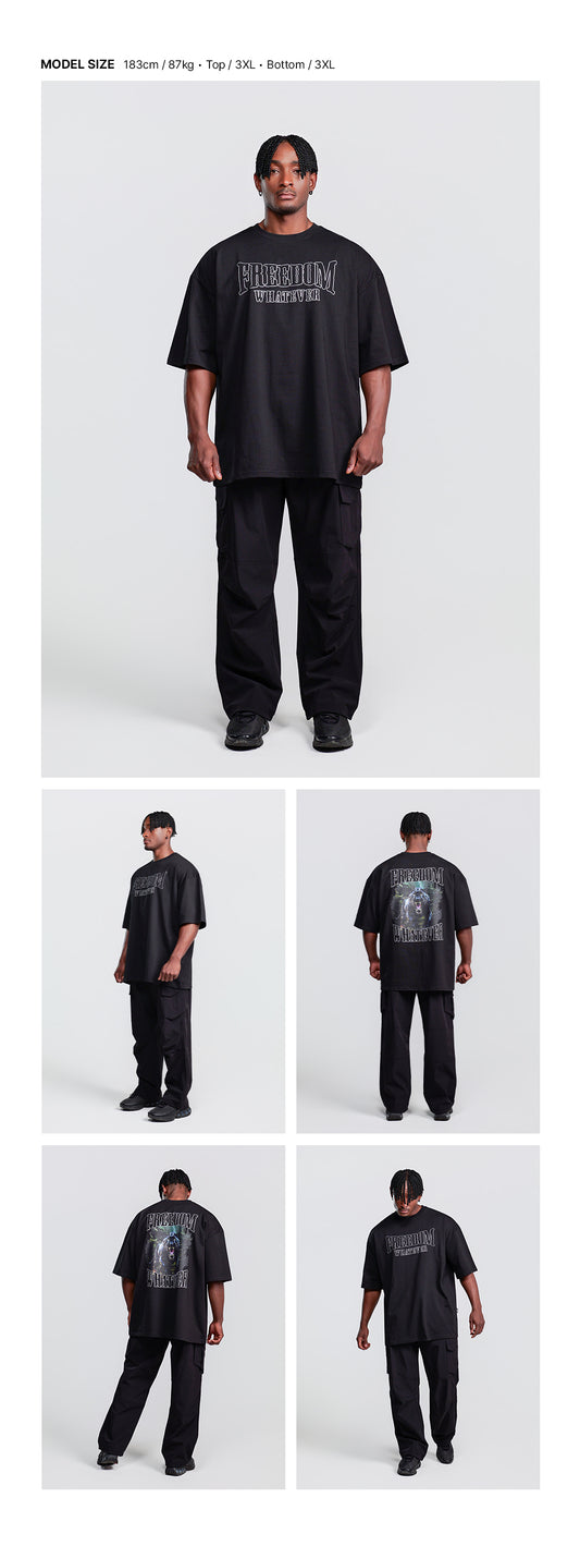 Panther Print T-Shirt (Black) — model wearing the outfit