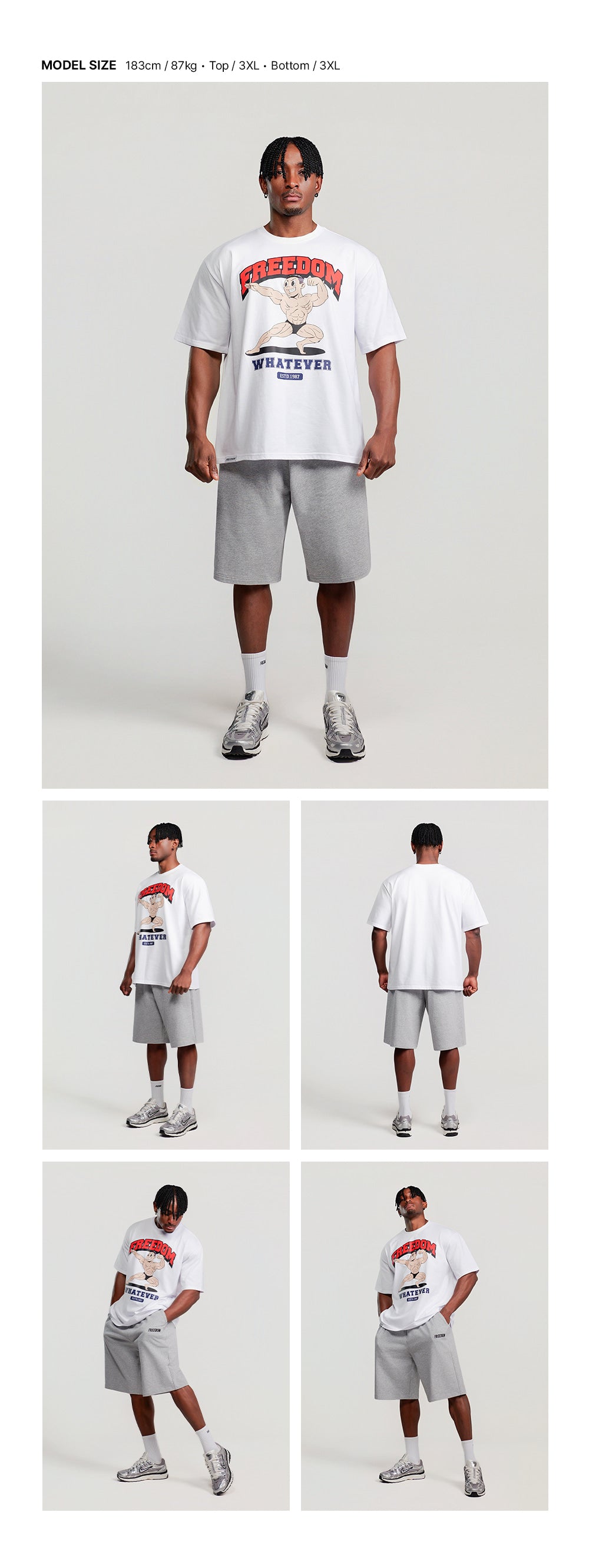 Signature Biceps Men Print T-shirt (White) — model wearing the outfit