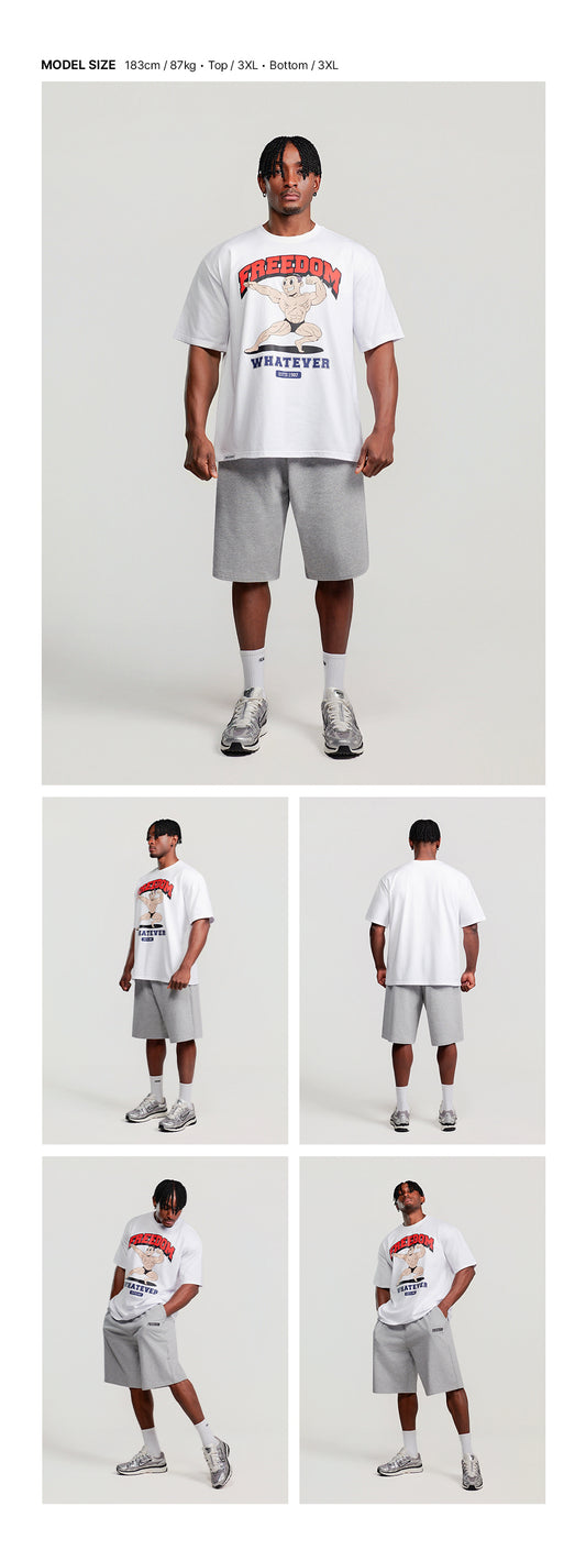 Signature Biceps Men Print T-shirt (White) — model wearing the outfit