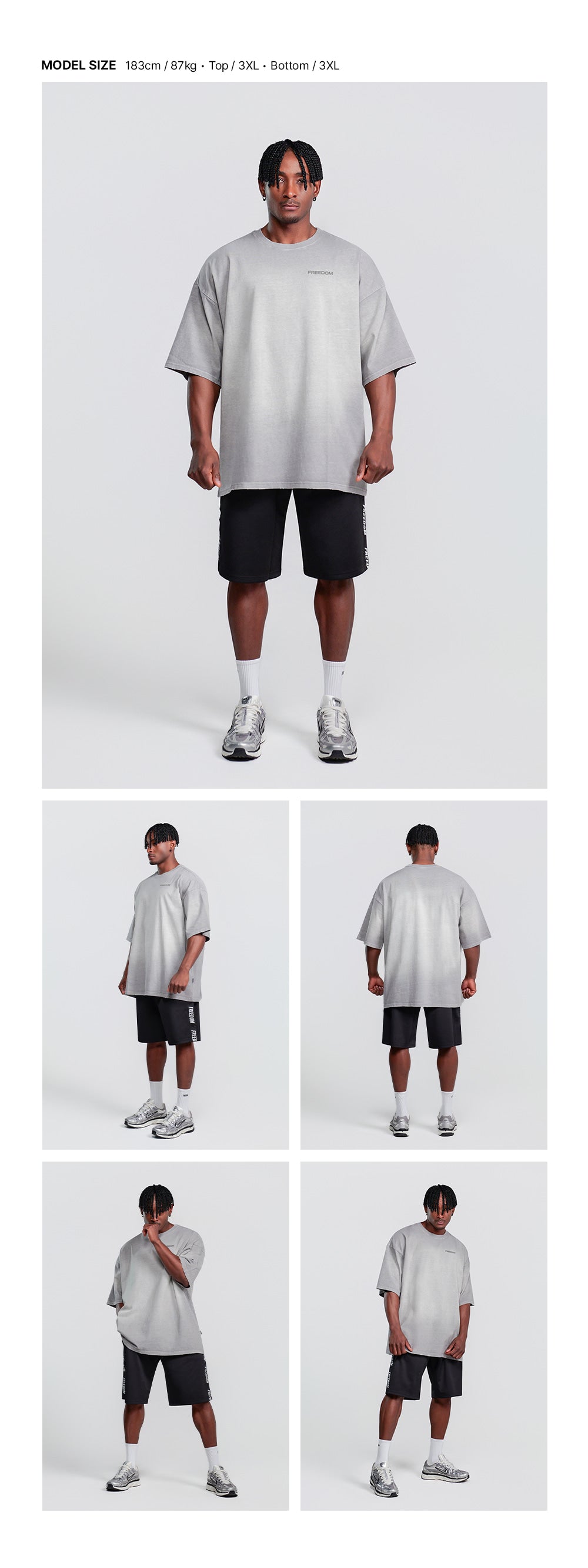 Small Logo Pigment Washed T-Shirt (Gray) — model wearing the outfit