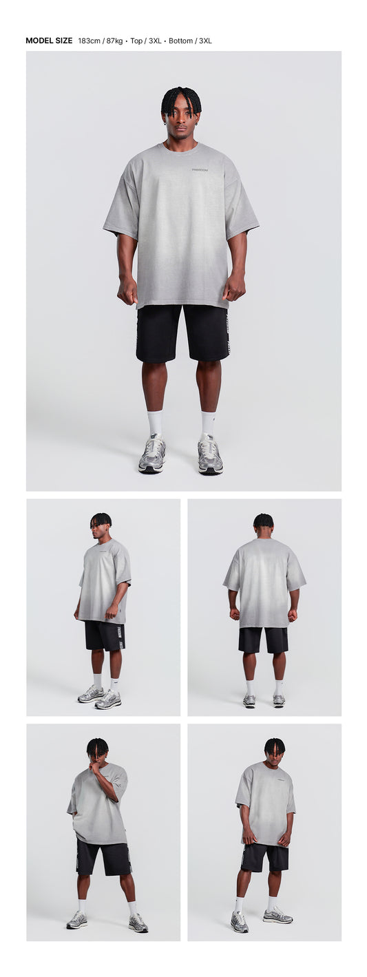 Small Logo Pigment Washed T-Shirt (Gray) — model wearing the outfit