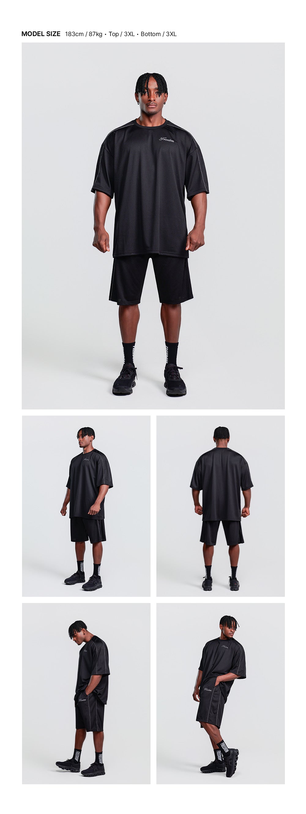 Sideline Mesh T-Shirt (Black) — model wearing the outfit