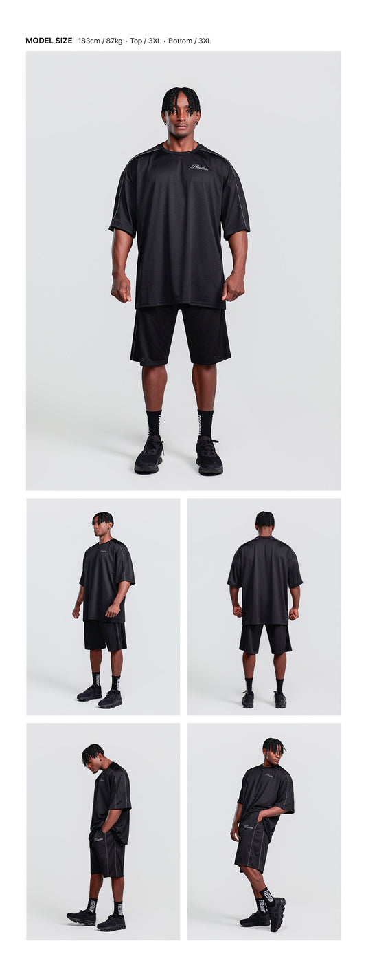 Sideline Mesh T-Shirt (Black) — model wearing the outfit