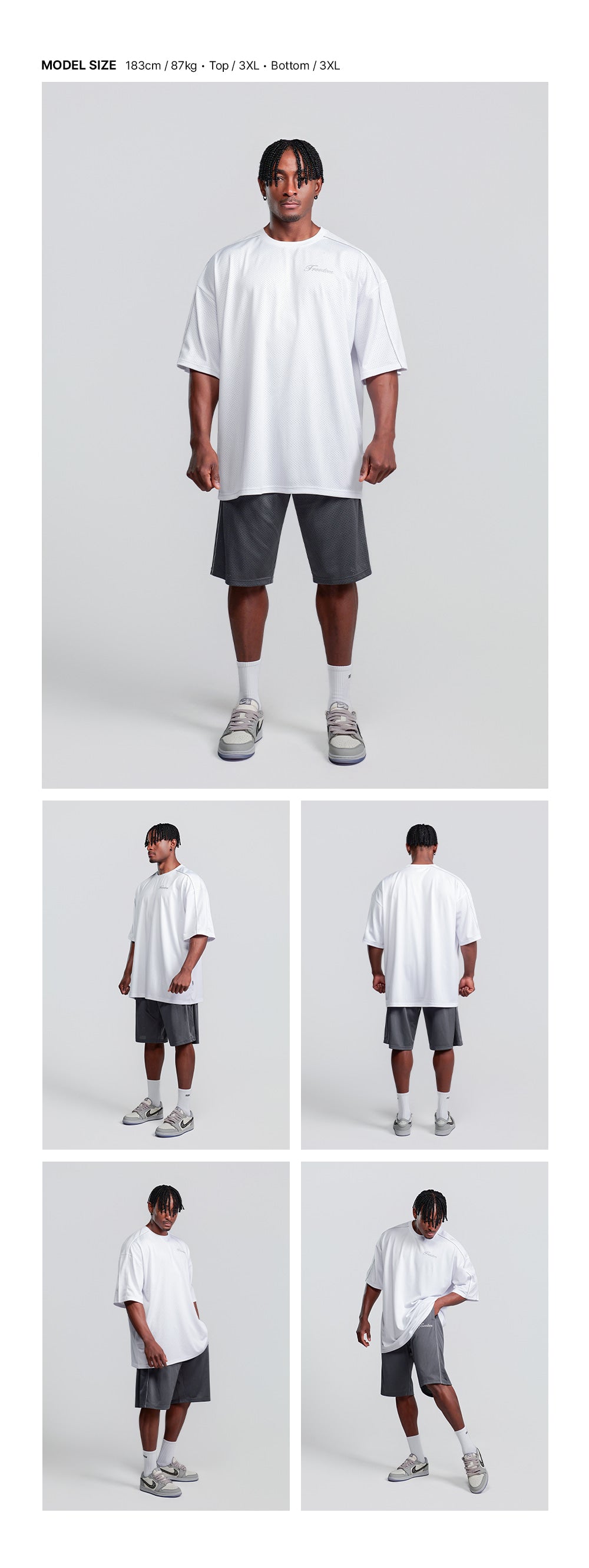 Sideline Mesh T-Shirt (White) — model wearing the outfit