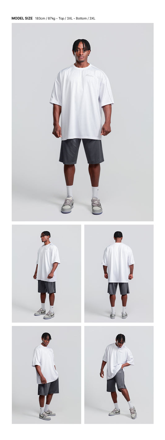 Sideline Mesh T-Shirt (White) — model wearing the outfit