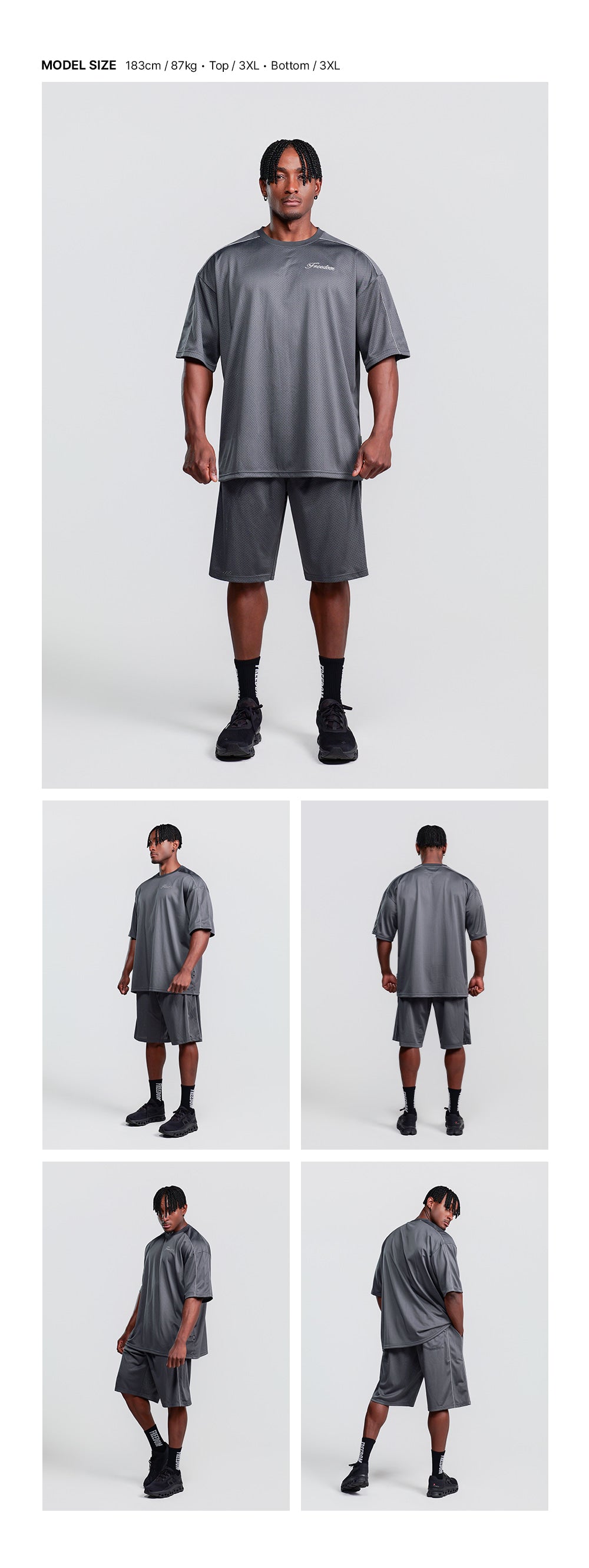 Sideline Mesh T-Shirt (Dark Gray) — model wearing the outfit