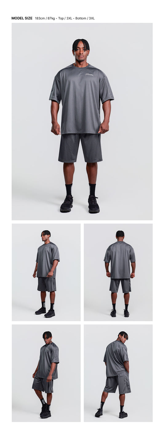Sideline Mesh T-Shirt (Dark Gray) — model wearing the outfit