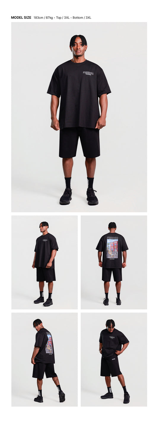 Animal Muscle Beach Graphic T-shirt (Black) — model wearing the outfit