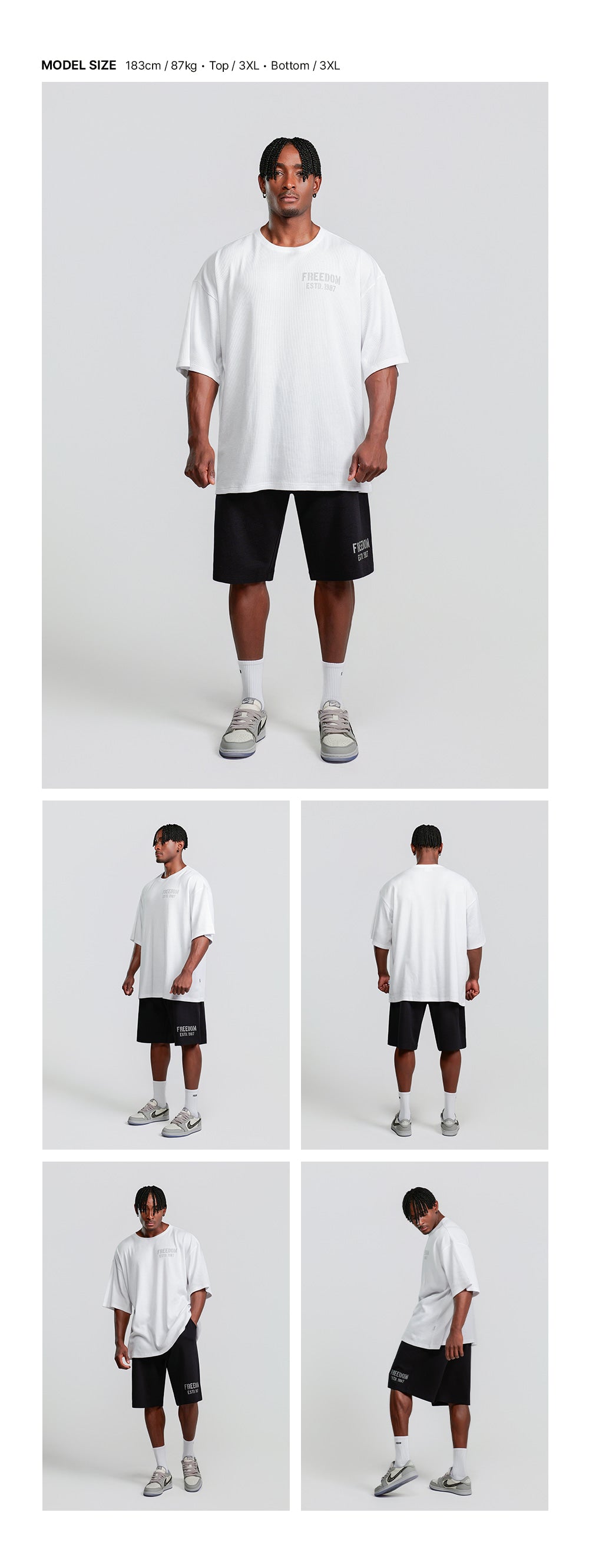 1987 Waffle Oversized T-shirt (White) — model wearing the outfit