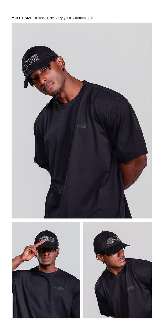 Arch Embossed Lettering Ball Cap (Black) — product detail
