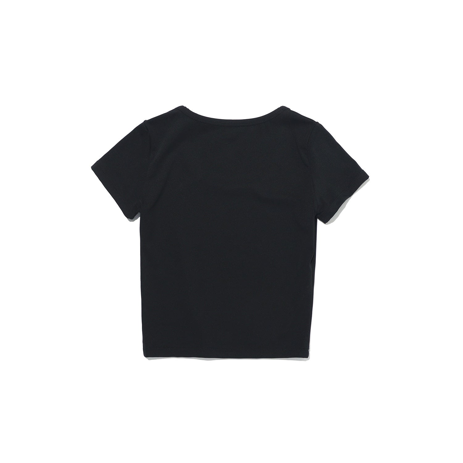 เสื้อครอปแขนสั้นคอกลม (คอ U) สกรีนโลโก้เล็กสีดำ