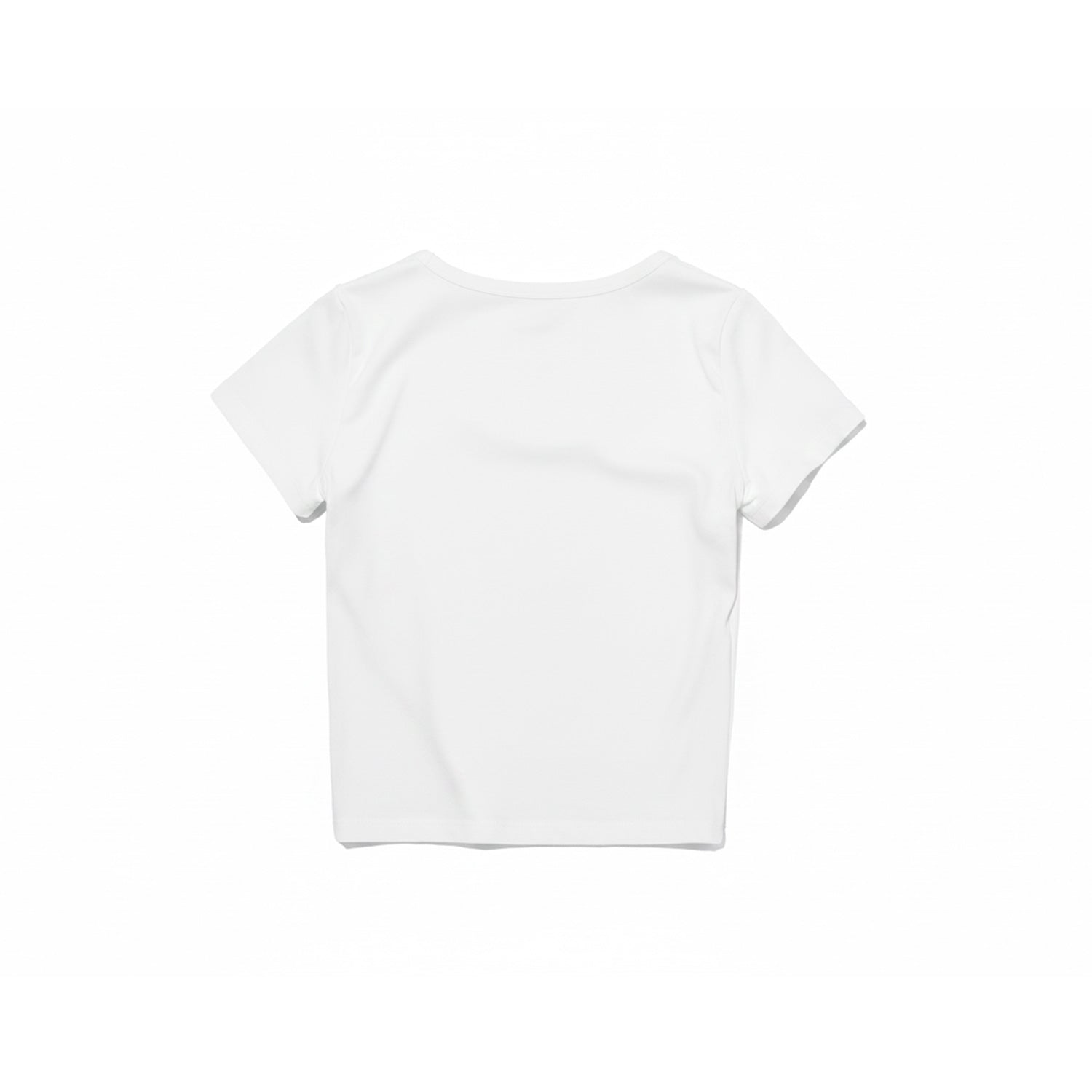 เสื้อครอปแขนสั้นคอกลม (U) โลโก้เล็ก สีขาว