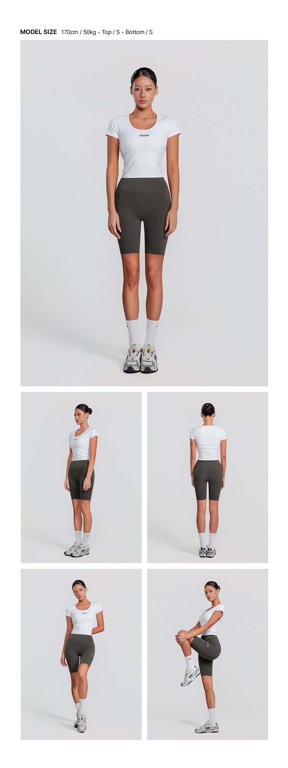 เสื้อครอปแขนสั้นคอกลม (U) โลโก้เล็ก สีขาว
