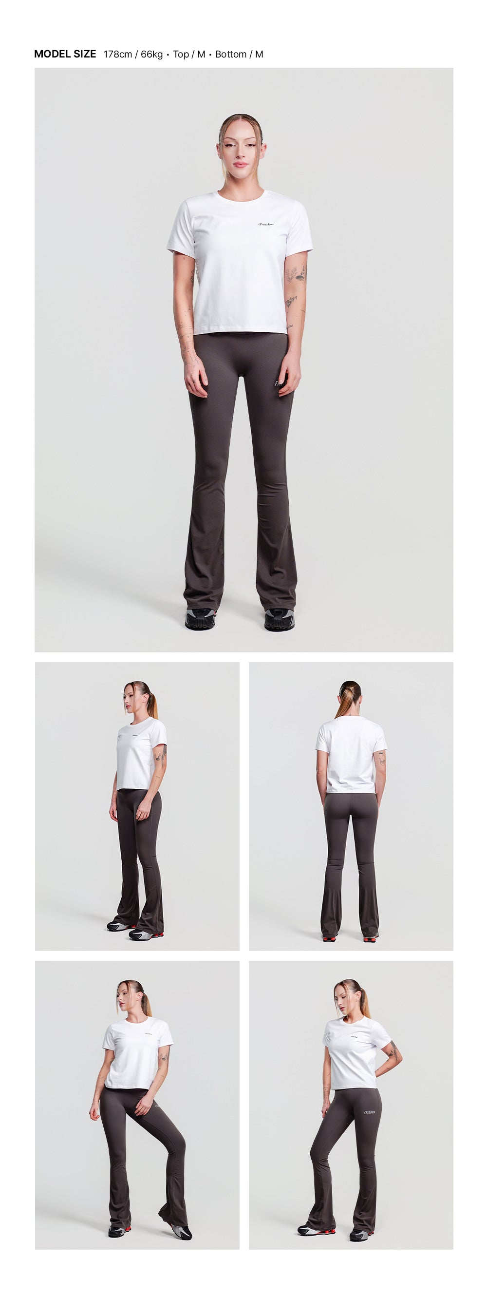 Women's Small Logo Standard Fit Short Sleeve (White) — model wearing the outfit
