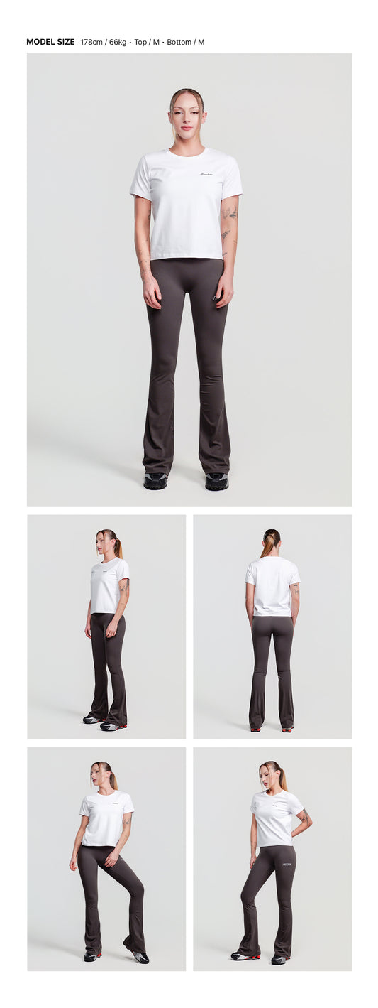 Women's Small Logo Standard Fit Short Sleeve (White) — model wearing the outfit