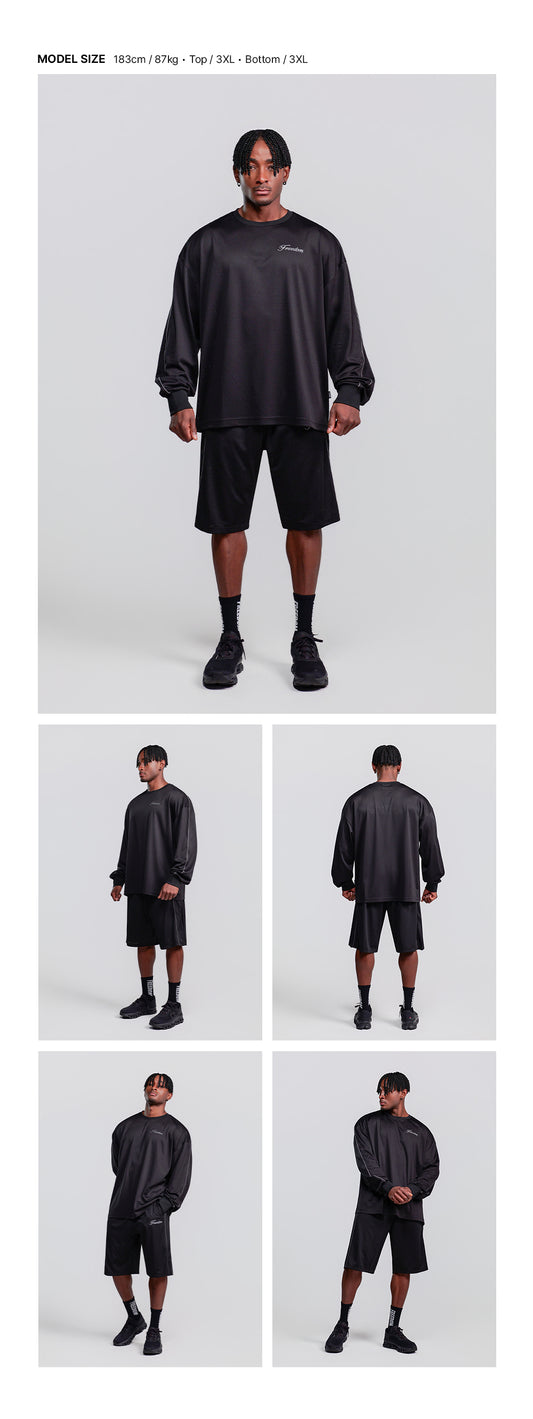 Sideline Mesh Long Sleeve (Black) — model wearing the outfit