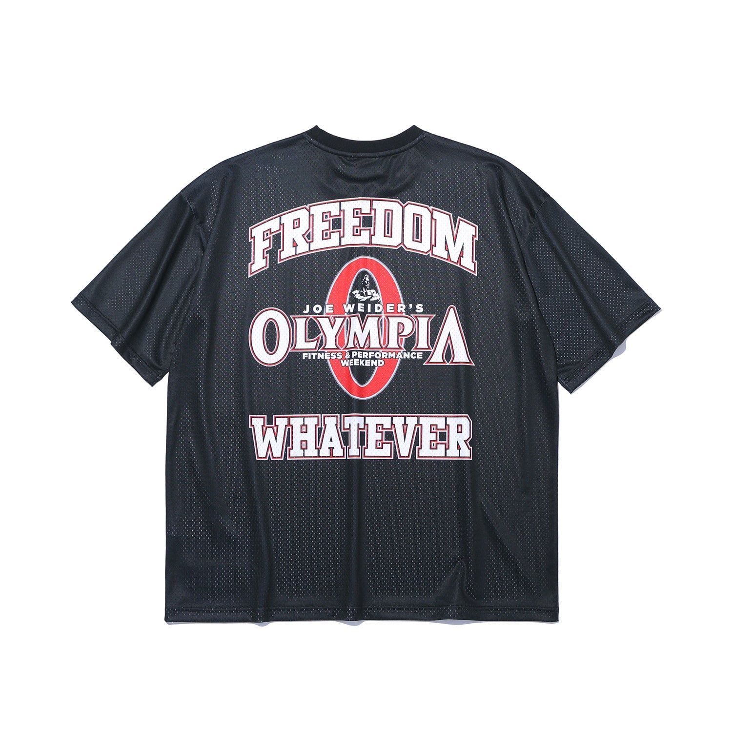เสื้อยืดแขนสั้นผ้าตาข่ายลายโลโก้ Olympia (สีดำ)