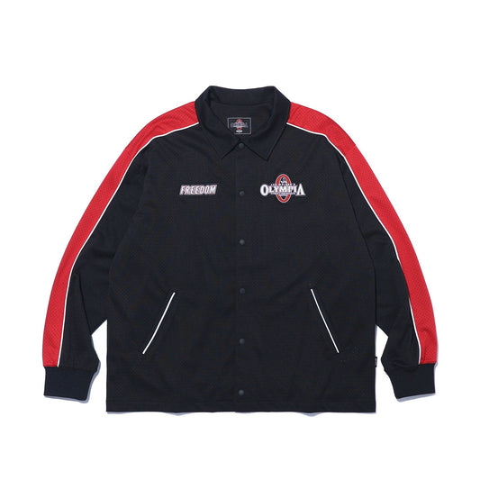 เสื้อโค้ทตาข่าย Olympia Lettering (สีดำ)