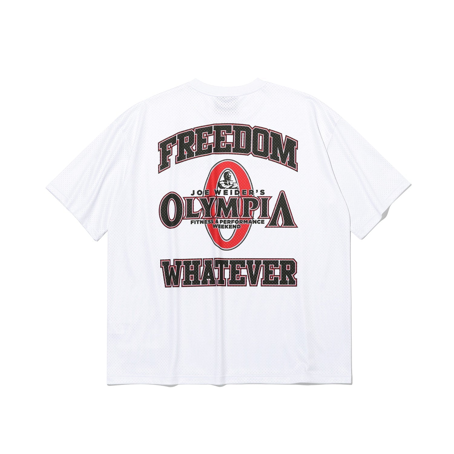 เสื้อยืดคอกลมแขนสั้นผ้าตาข่ายทั้งตัว Olympia Small Logo (สีขาว)