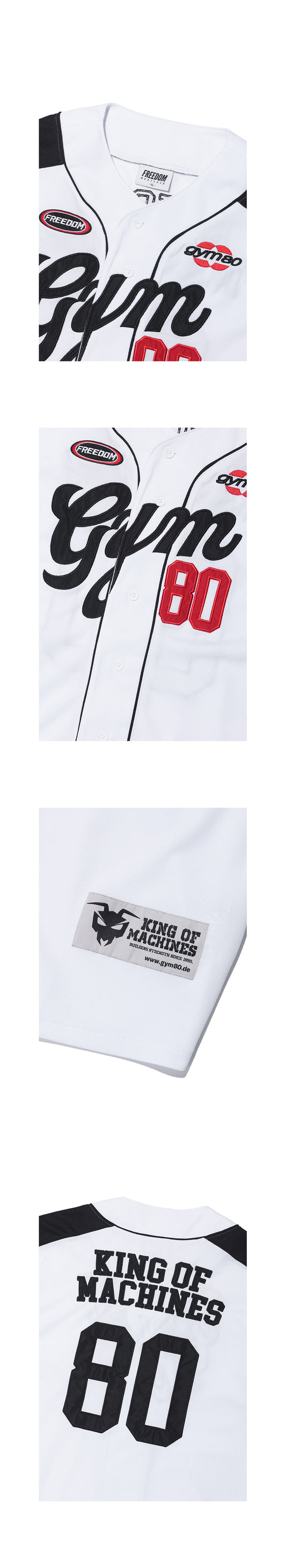 GYM80 Block Baseball Jersey (Black) — product detail