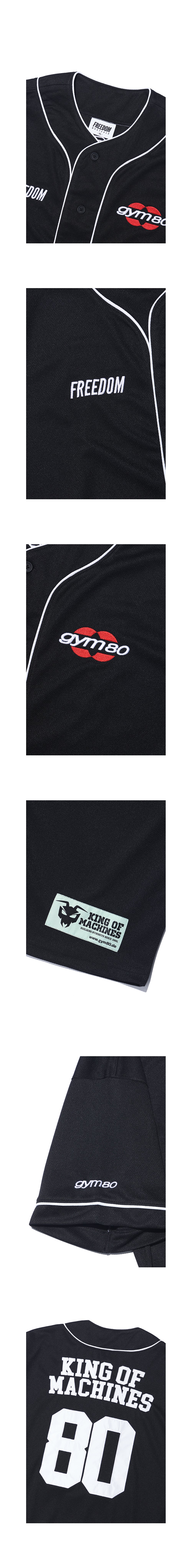 GYM80 Air Mesh Baseball Jersey (Black) — product detail