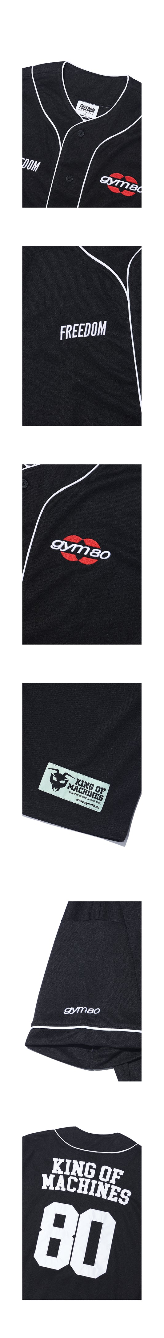 GYM80 Air Mesh Baseball Jersey (Black) — product detail