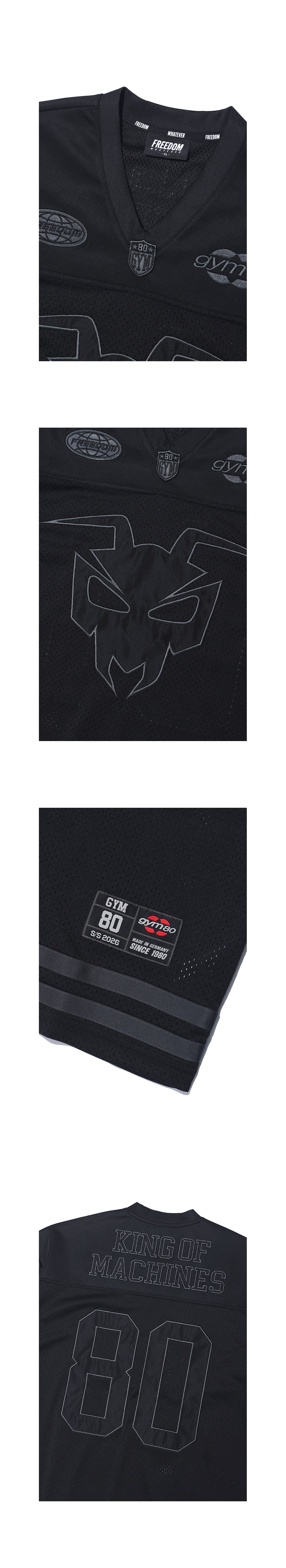 GYM80 Mesh Rugby Jersey (Black) — product detail