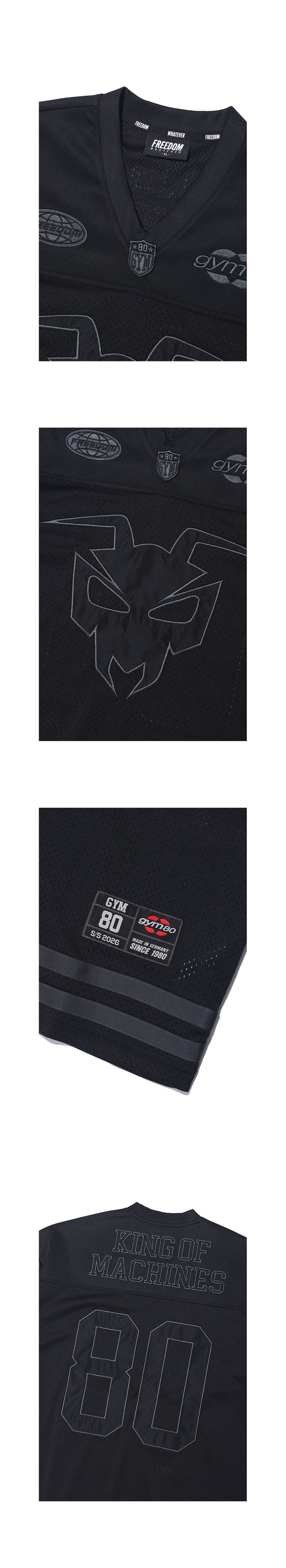 GYM80 Mesh Rugby Jersey (Black) — product detail