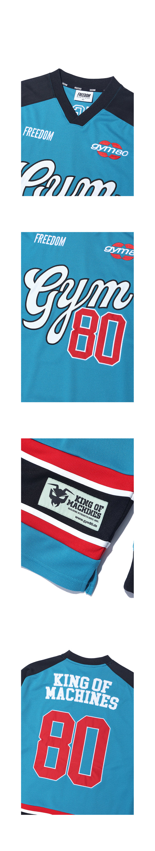 GYM80 Retro Long Sleeve Hockey Jersey (Blue) — product detail