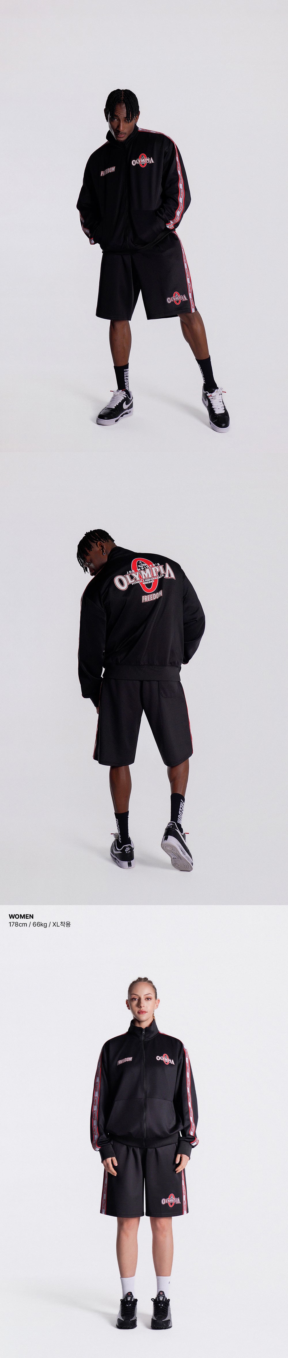Olympia Lettering Jersey Jacket (Black) — product detail