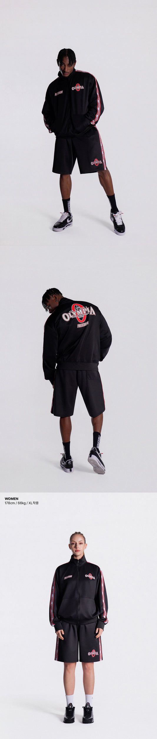 Olympia Lettering Jersey Jacket (Black) — product detail
