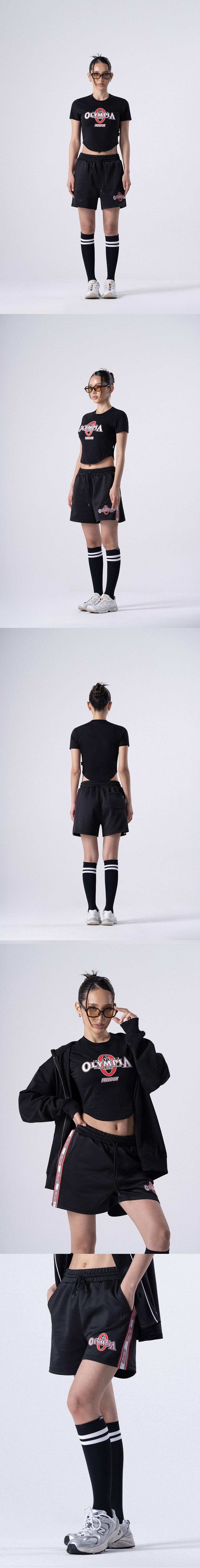 Women's Olympia Lettering Shorts (Black) — product detail