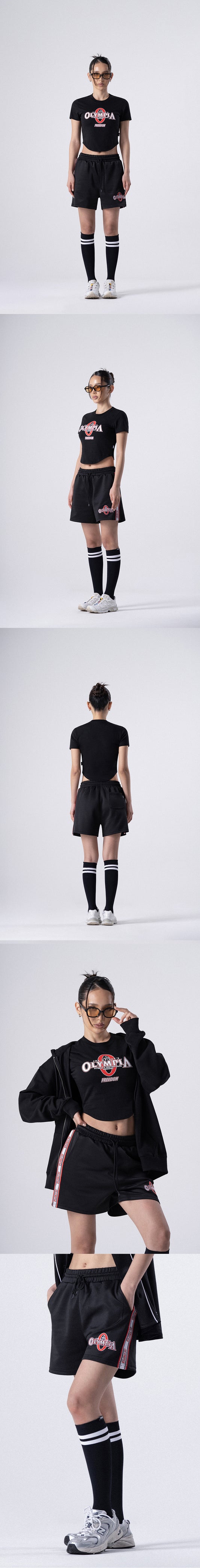 Women's Olympia Lettering Shorts (Black) — product detail