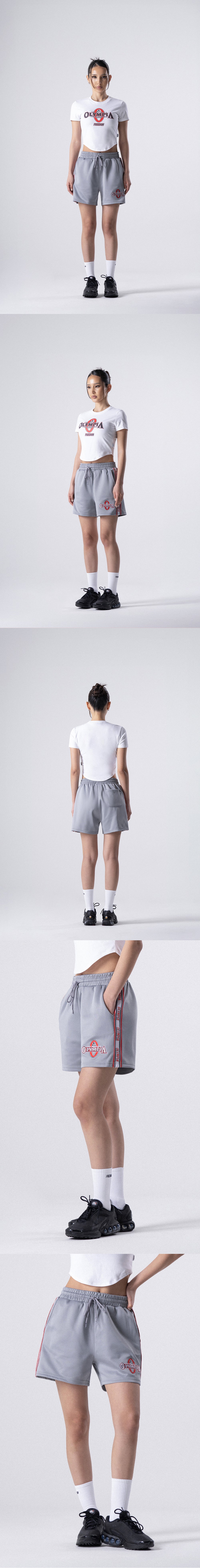 Women's Olympia Lettering Shorts (Grey) — product detail