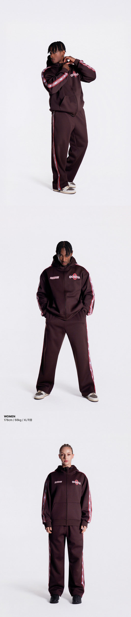 Olympia Lettering Mesh Embossed Hood Zip-up (Brown) — product detail