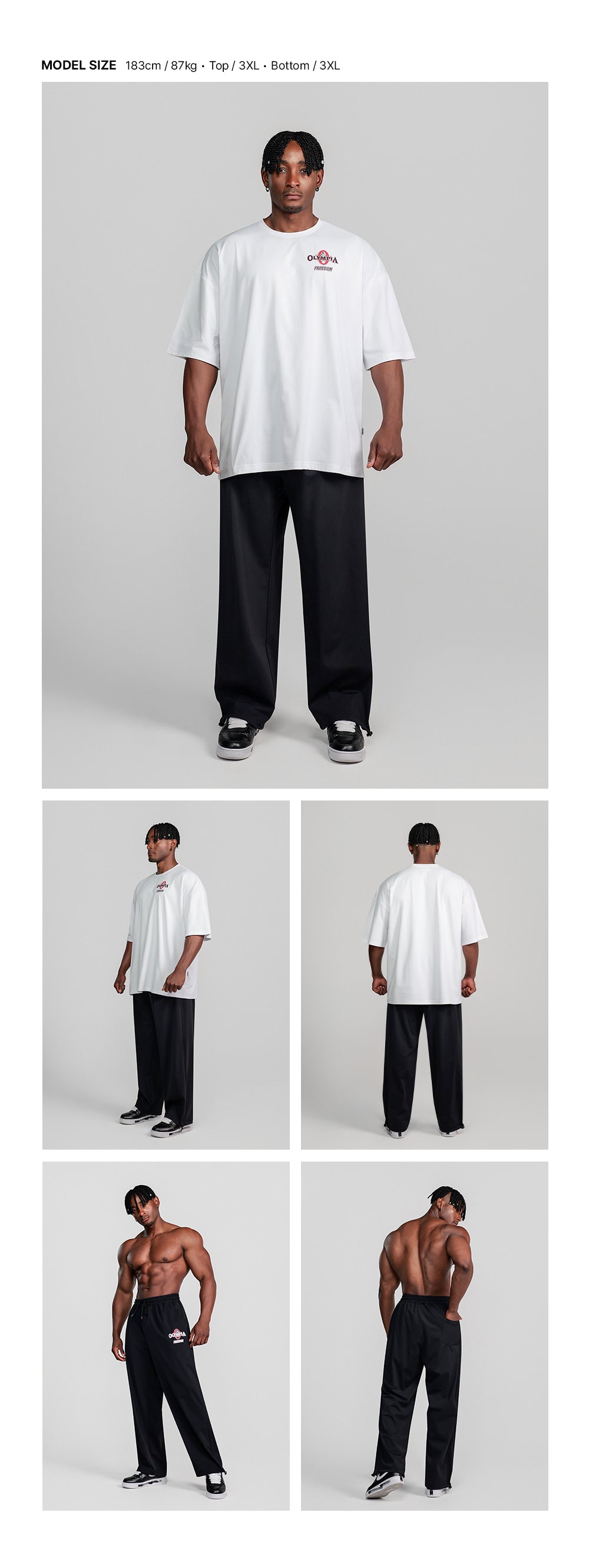 Olympia Essential Stretch Pants (Black) — model wearing the outfit