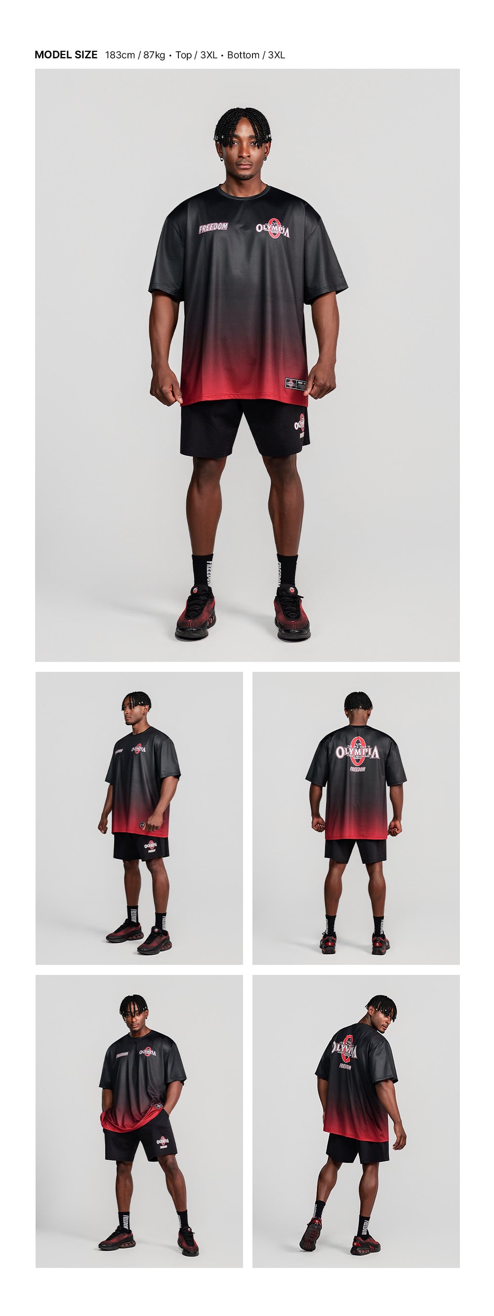 Olympia Gradient Air Short Sleeve T-Shirt (Black) — model wearing the outfit