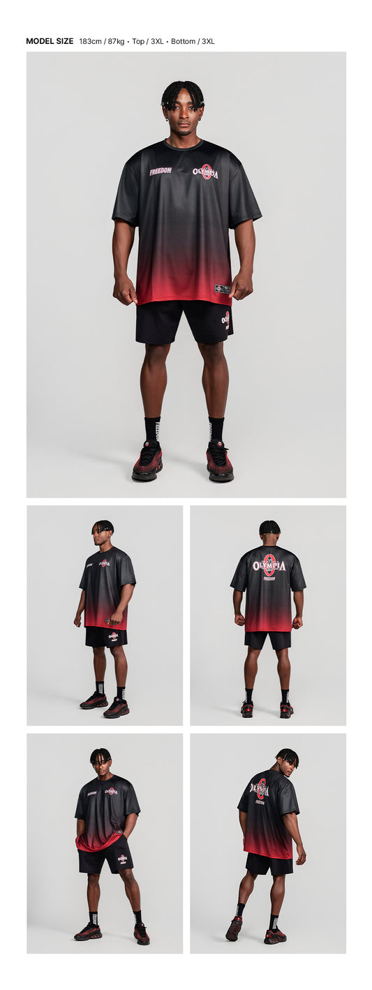 Olympia Gradient Air Short Sleeve T-Shirt (Black) — model wearing the outfit