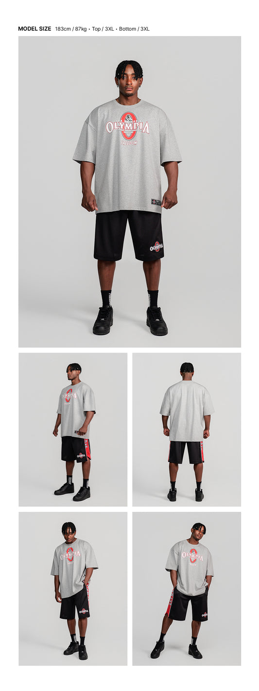 Olympia Big Logo T-Shirt (Gray) — model wearing the outfit