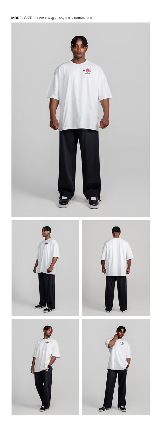 Olympia Essential Overfit T-Shirt (White) — model wearing the outfit