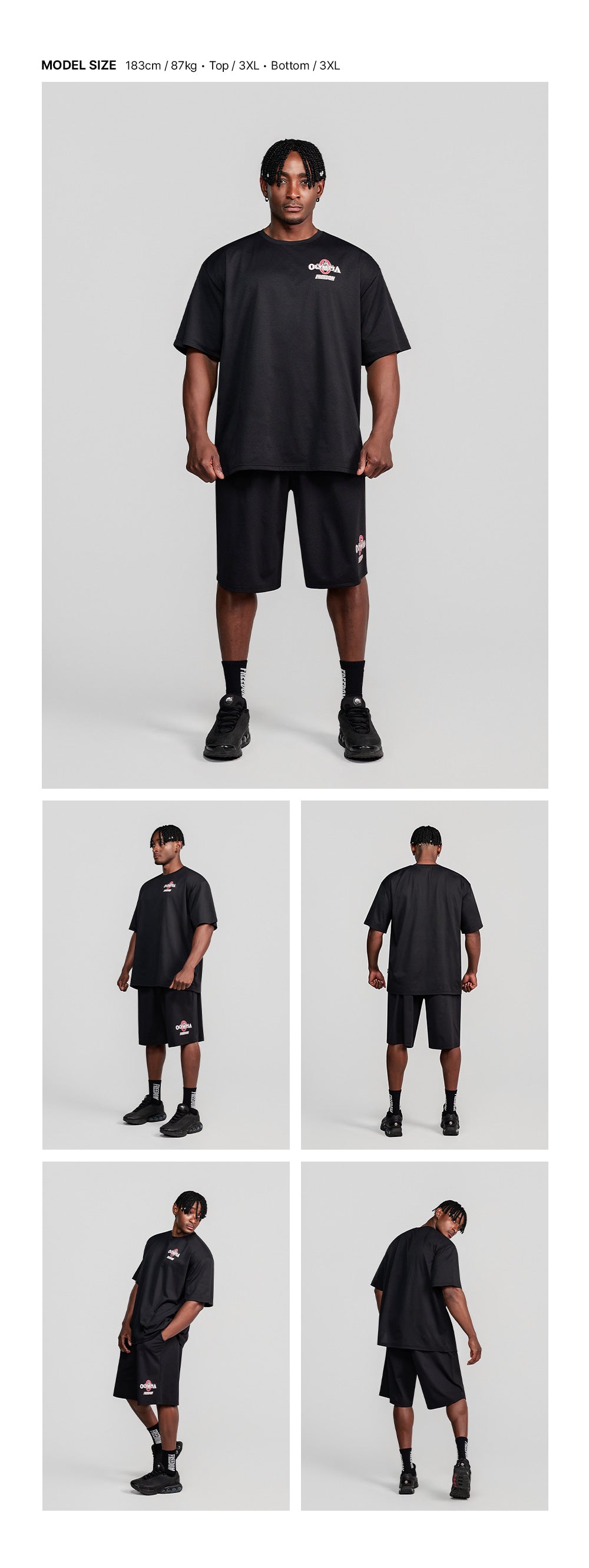 Olympia Essential Semi-Overfit T-Shirt (Black) — model wearing the outfit
