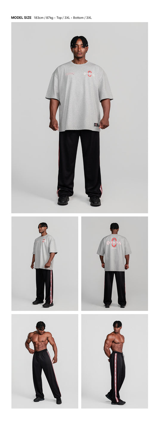 Olympia Lettering Entire Mesh Pants (Black) — model wearing the outfit