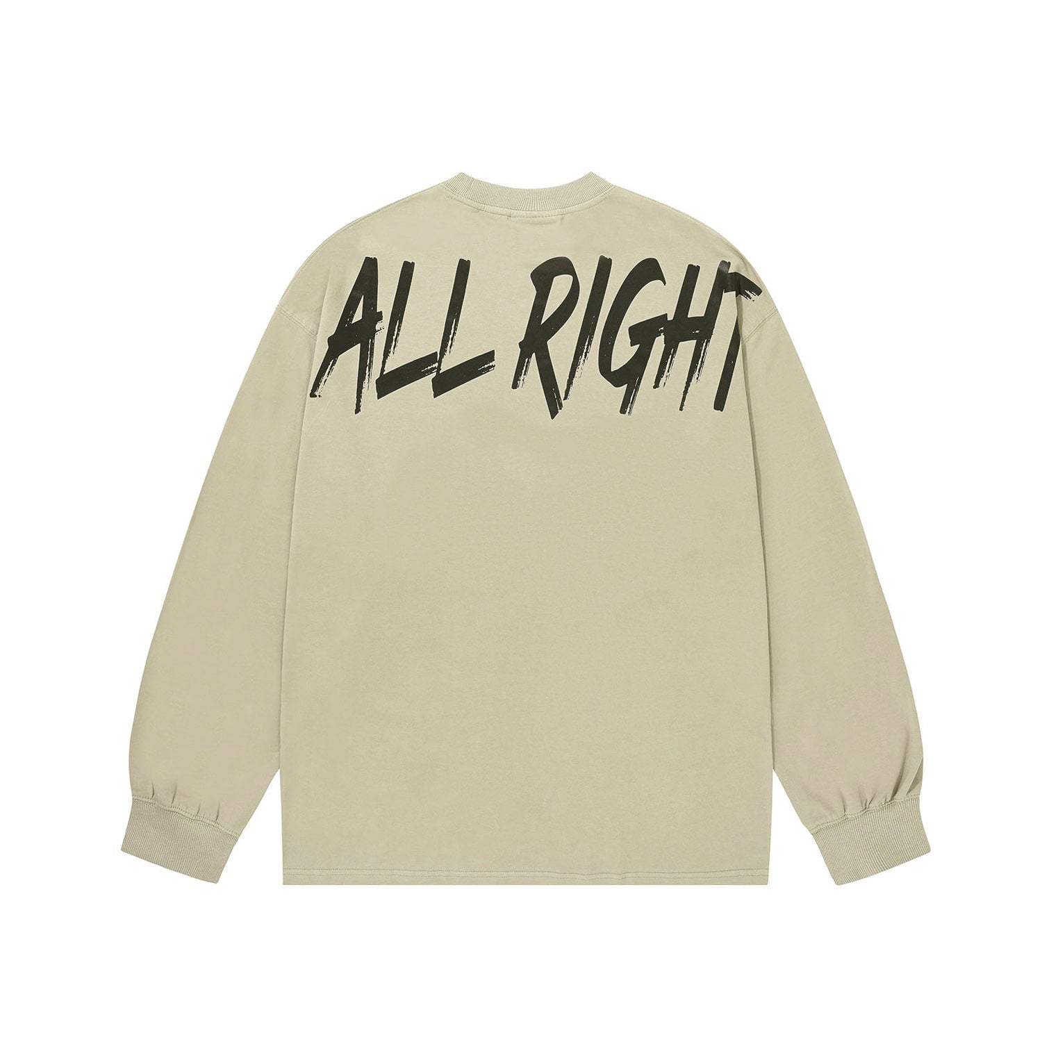 เสื้อยืดแขนยาวพิมพ์ลาย ALLRIGHT ด้านหลัง (สีเบจ)