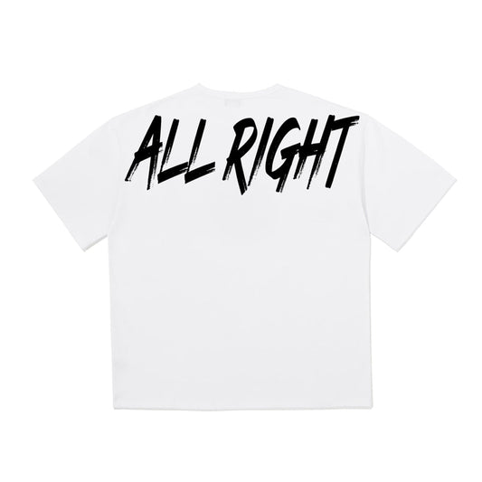 เสื้อยืดโอเวอร์ไซส์พิมพ์ลาย Allright Back (สีขาว)