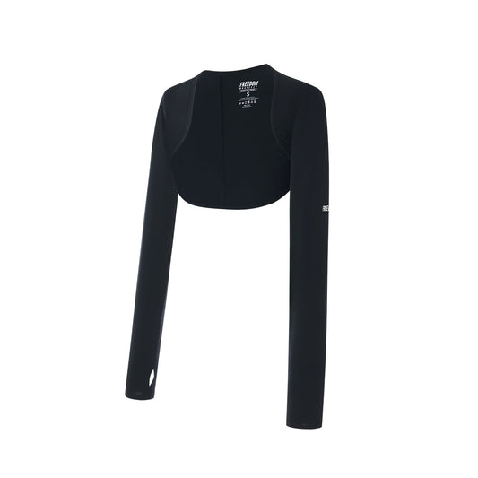 เสื้อคลุมโบเลโร่แขนยาวผ้าโมดัล ทรงสลิม (สีดำ)