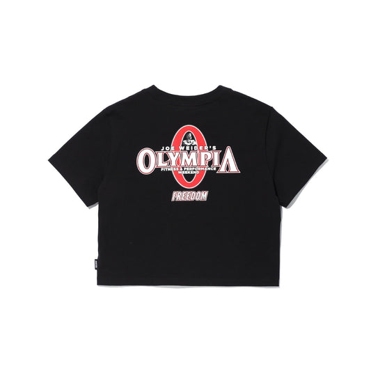 เสื้อครอปโอลิมเปียโลโก้เล็กสำหรับผู้หญิง (สีดำ)
