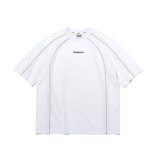 เสื้อยืดผ่าข้างผ้าตาข่าย (สีขาว)