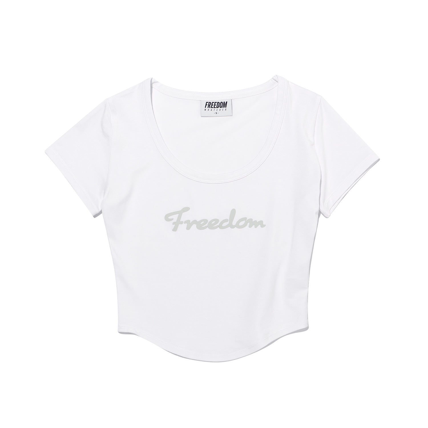 เสื้อครอปแขนสั้นคอกลมผ้า Modal (สีขาว)