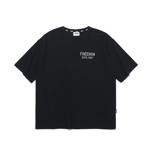 เสื้อยืดโอเวอร์ไซส์ลายวาฟเฟิล 1987 (สีดำ)