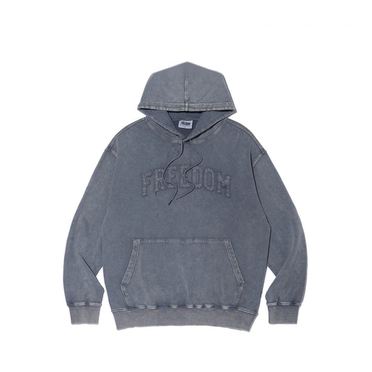 Damaged Applique Pigment Hood (Charcoal)